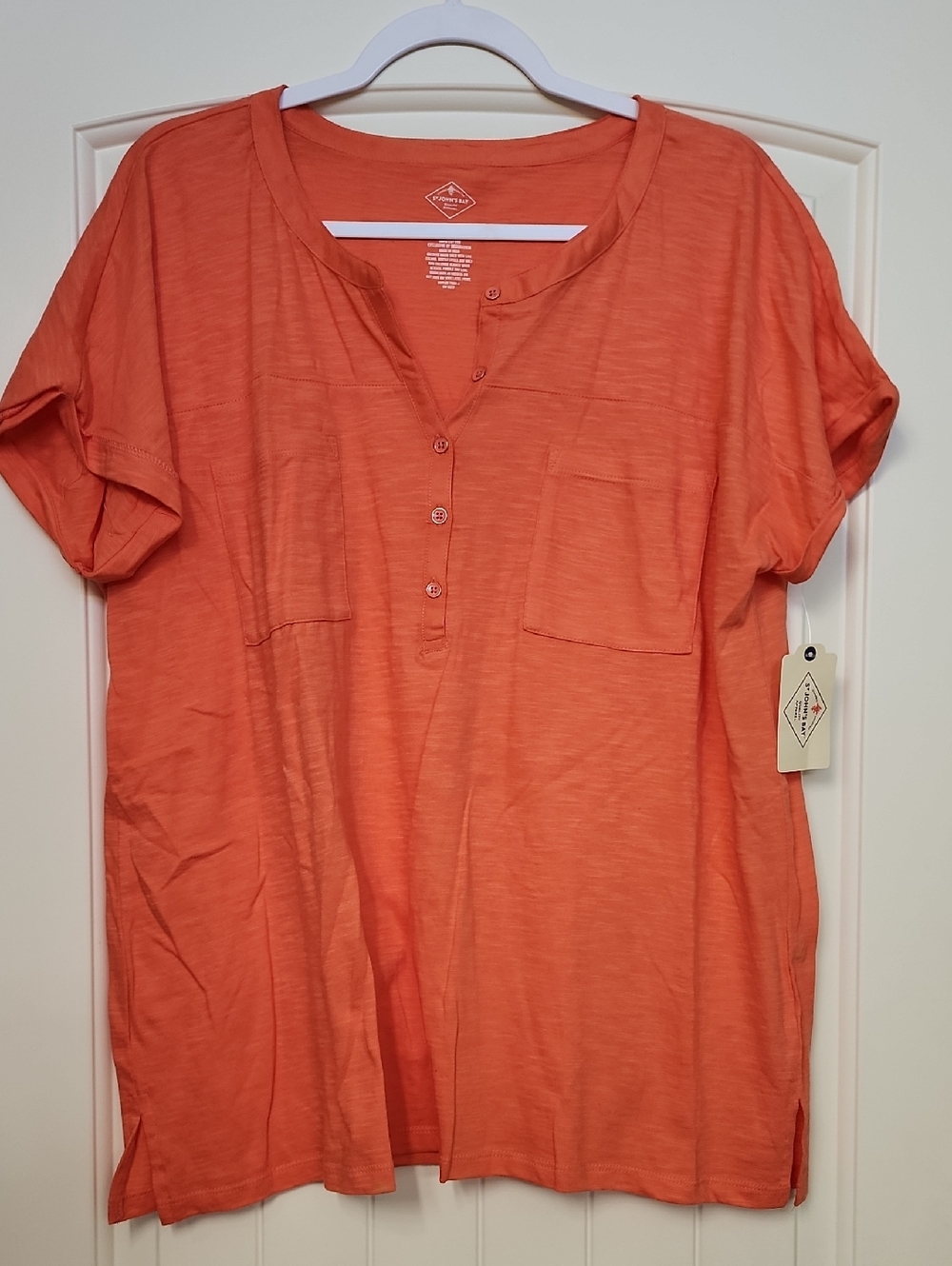 St. John's Bay Orange Short-Sleeve Henley Tunic